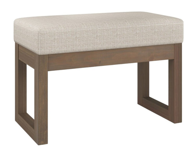 27" Platinum and Brown Fabric Footstool