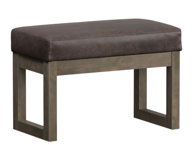 27" Brown Leather Footstool