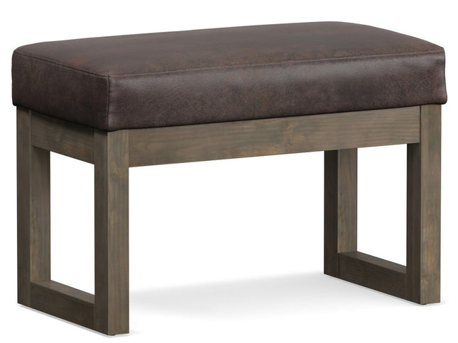 27" Brown Leather Footstool