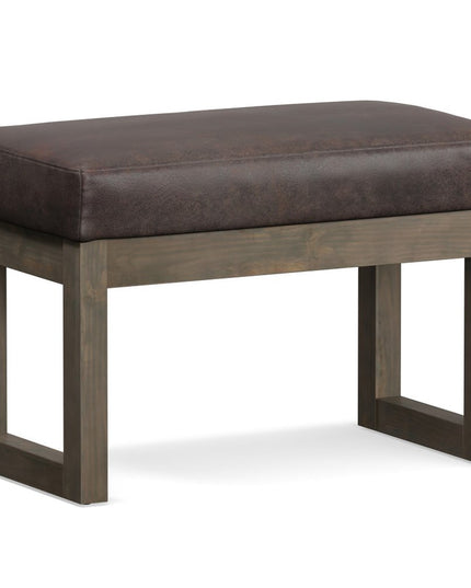 27" Brown Leather Footstool