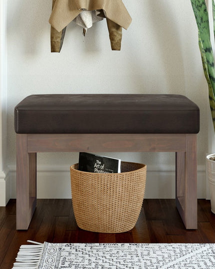 27" Brown Leather Footstool