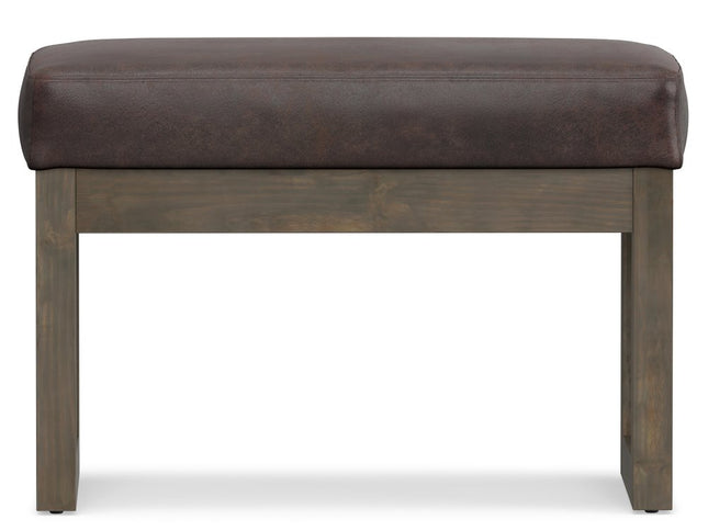 27" Brown Leather Footstool