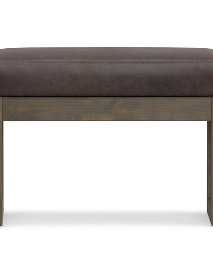 27" Brown Leather Footstool