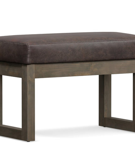 27" Brown Leather Footstool