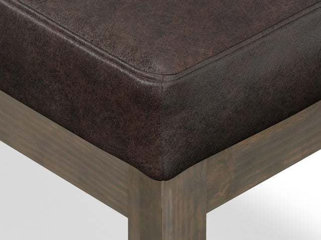27" Brown Leather Footstool
