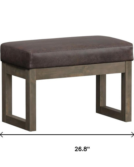 27" Brown Leather Footstool