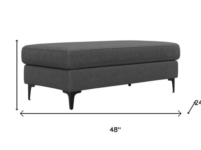 48" Gray and Black Fabric Ottoman