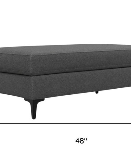 48" Gray and Black Fabric Ottoman