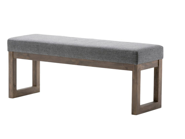 44" Gray and Brown Fabric Ottoman