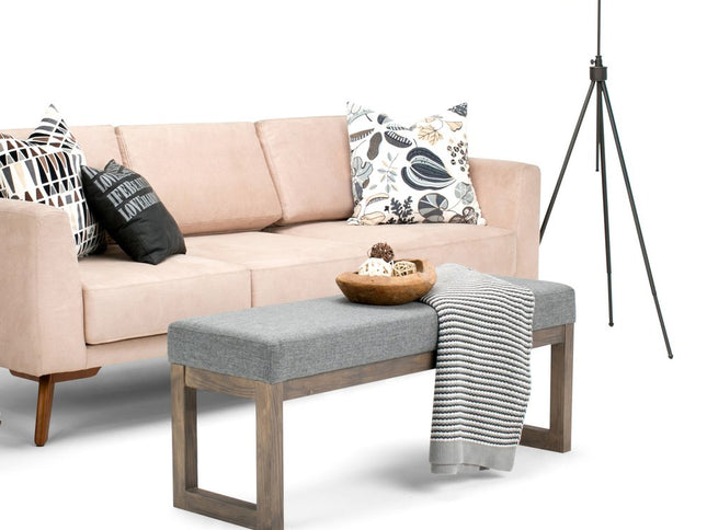 44" Gray and Brown Fabric Ottoman