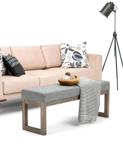 44" Gray and Brown Fabric Ottoman