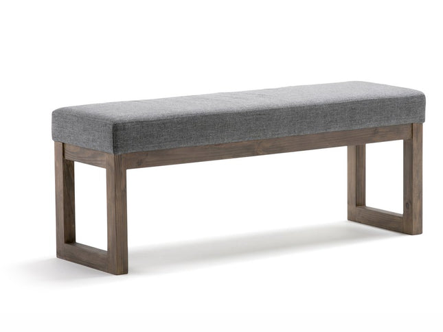 44" Gray and Brown Fabric Ottoman
