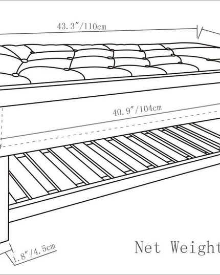 44" Brown and Espresso Leather Ottoman With Storage