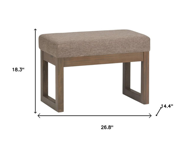 27" Brown Fabric Footstool
