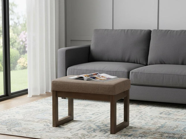 27" Brown Fabric Footstool