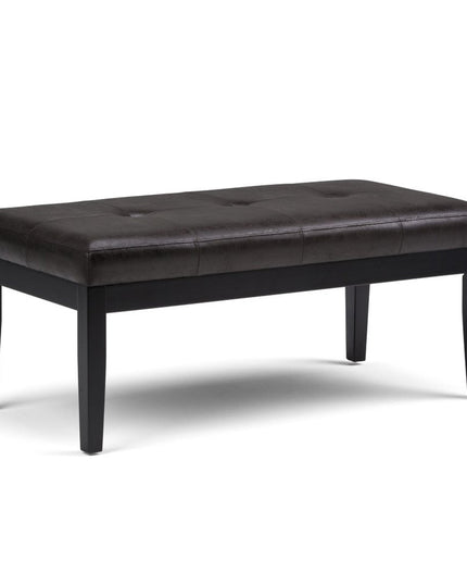 41" Black and Espresso Leather Ottoman