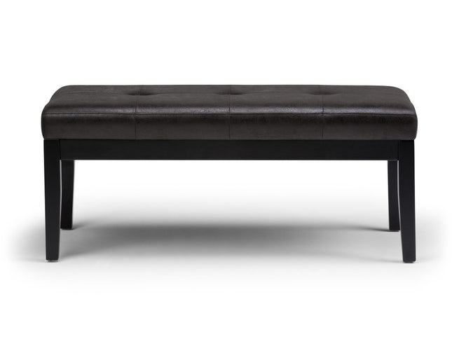 41" Black and Espresso Leather Ottoman