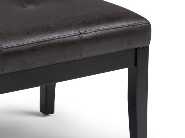 41" Black and Espresso Leather Ottoman