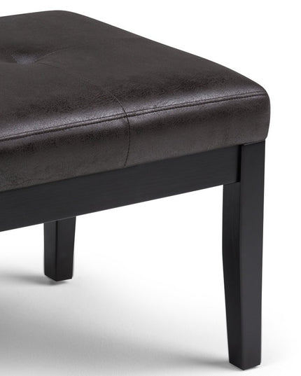 41" Black and Espresso Leather Ottoman