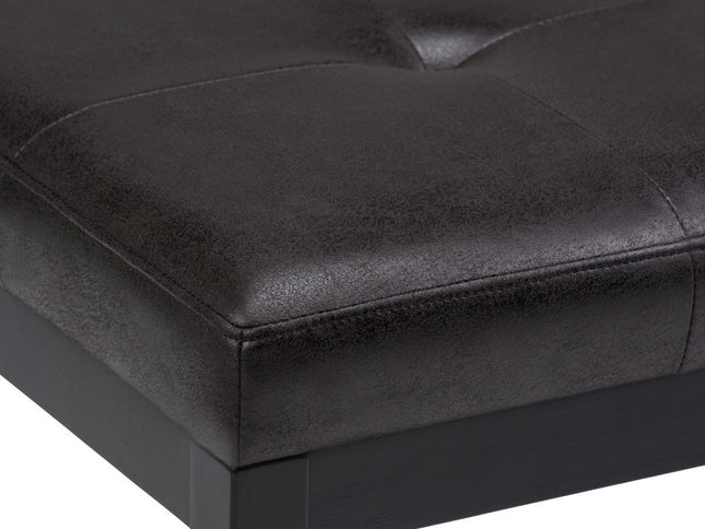 41" Black and Espresso Leather Ottoman