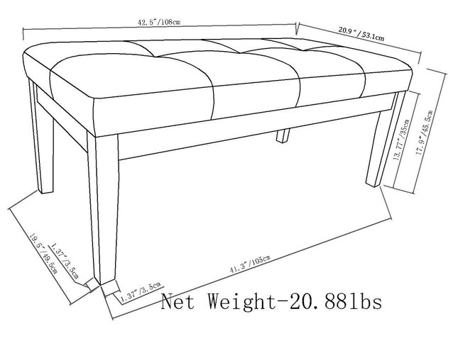 41" Black and Espresso Leather Ottoman