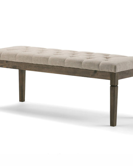 48" Natural and Brown Fabric Ottoman