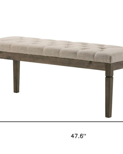 48" Natural and Brown Fabric Ottoman