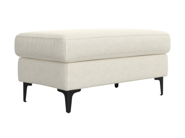 36" Cream and Black Fabric Ottoman