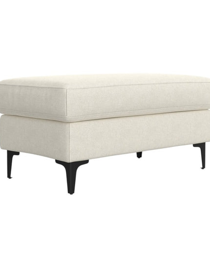 36" Cream and Black Fabric Ottoman