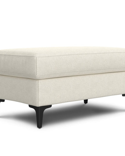 36" Cream and Black Fabric Ottoman