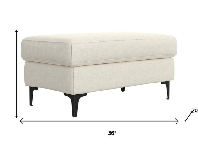 36" Cream and Black Fabric Ottoman