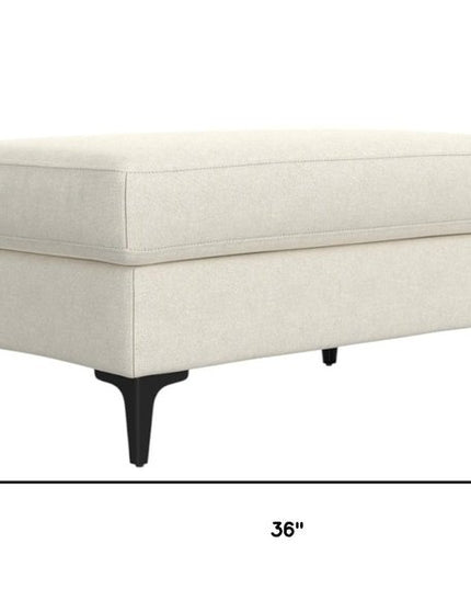 36" Cream and Black Fabric Ottoman