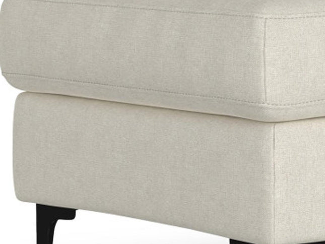 48" Cream and Black Fabric Ottoman