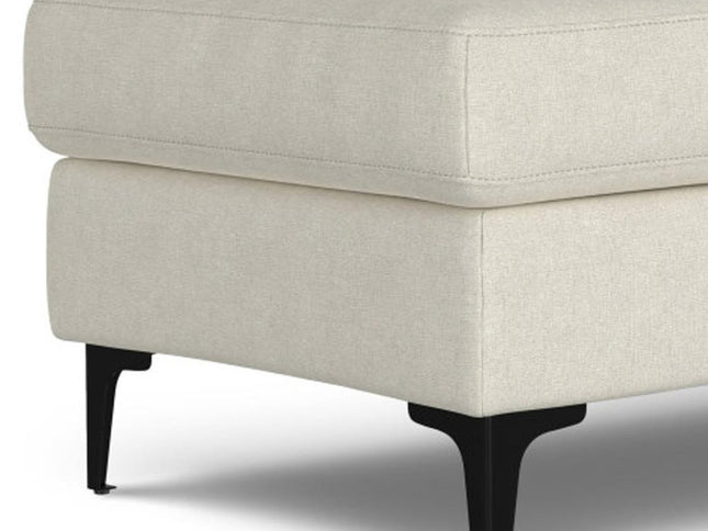 48" Cream and Black Fabric Ottoman