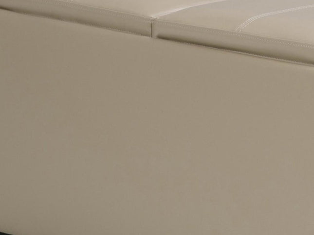 35" Cream and Dark Brown Leather Cocktail Ottoman With Storage