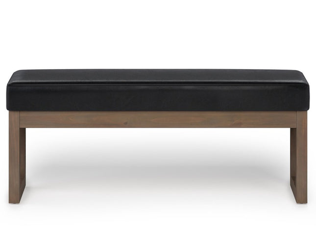 44" Black and Brown Leather Ottoman