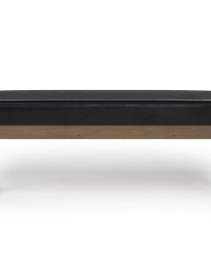 44" Black and Brown Leather Ottoman