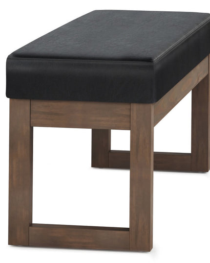 44" Black and Brown Leather Ottoman