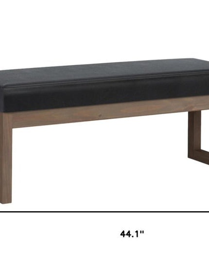 44" Black and Brown Leather Ottoman