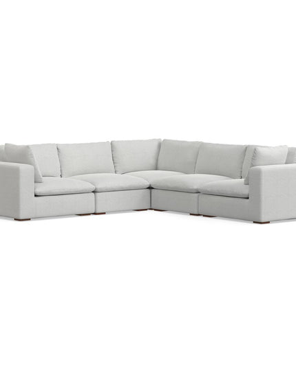125" Gray Fabric Modular Sofa With Brown Legs