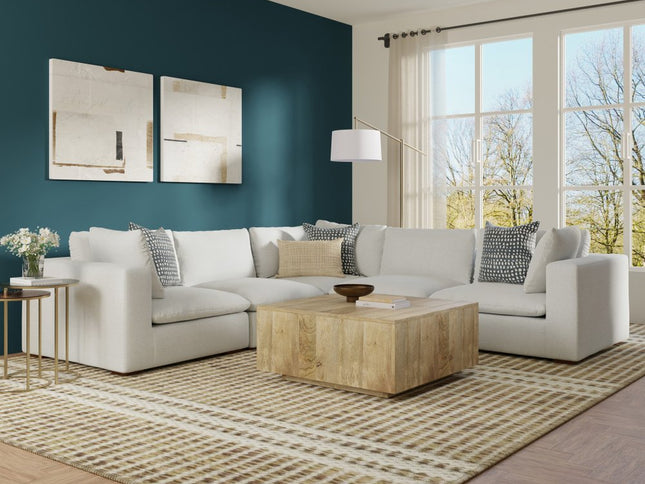 125" Gray Fabric Modular Sofa With Brown Legs