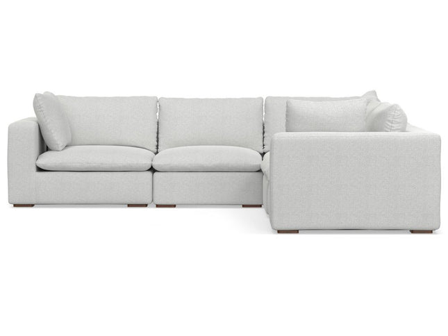 125" Gray Fabric Modular Sofa With Brown Legs