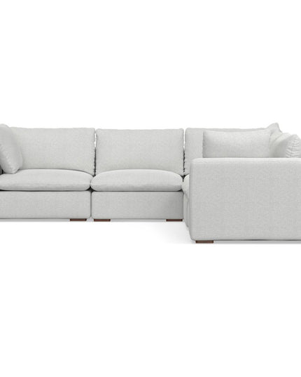 125" Gray Fabric Modular Sofa With Brown Legs