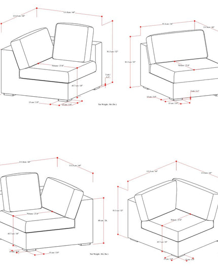 125" Gray Fabric Modular Sofa With Brown Legs