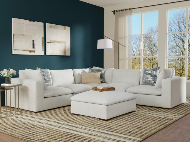 125" Gray Fabric Sofa With Ottoman With Brown Legs