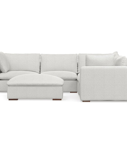 125" Gray Fabric Sofa With Ottoman With Brown Legs