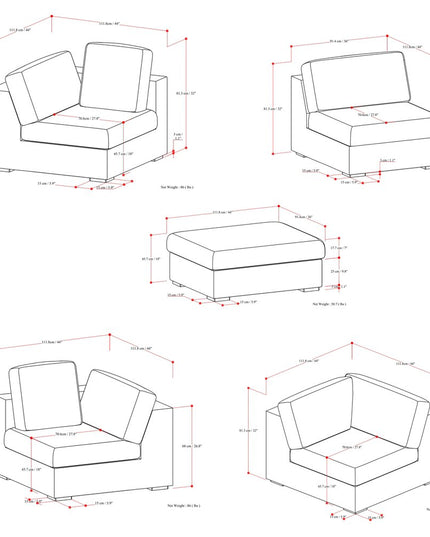 125" Gray Fabric Sofa With Ottoman With Brown Legs