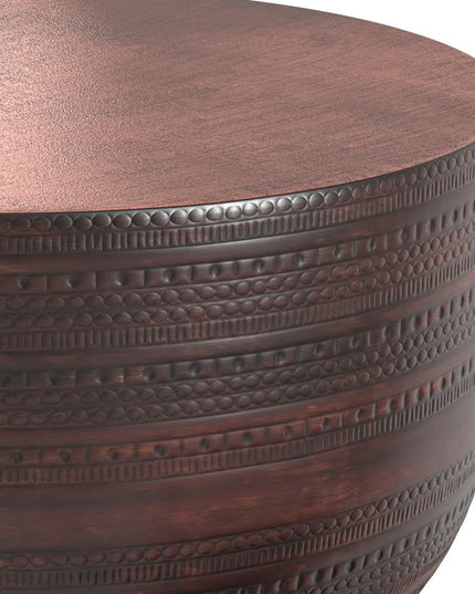 18" Bronze Metal Round Drum End Table