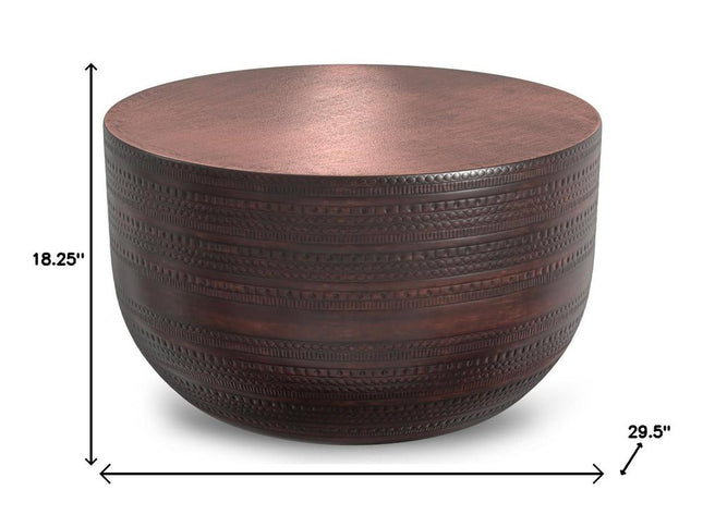 18" Bronze Metal Round Drum End Table