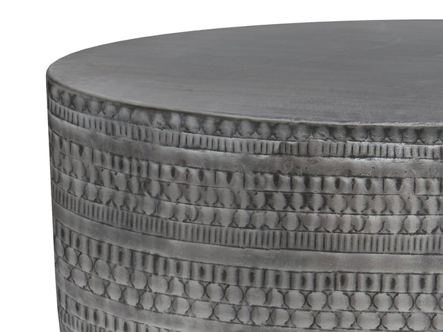 18" Silver Metal Round Drum End Table